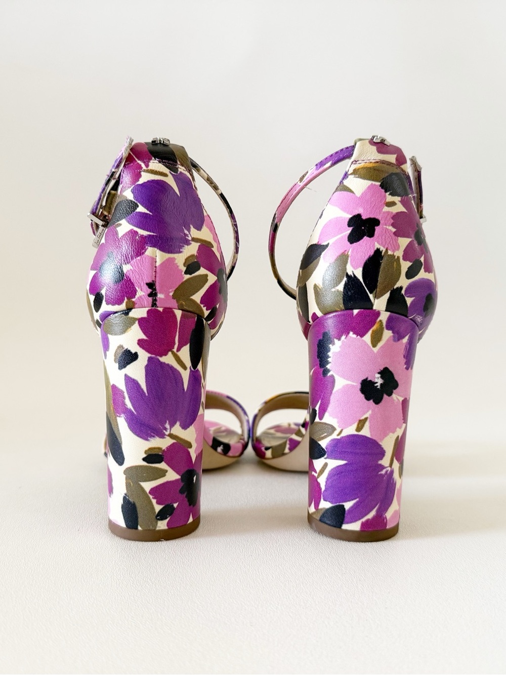 Sam Edelman Shoes Yaro Violet Floral Ankle-Strap Block Heel Sandals 7.5 - Picture 9 of 12
